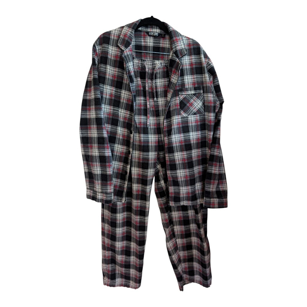 Night Zone Red, Black & White Women's Plaid Flannel Pajamas Large Cozy